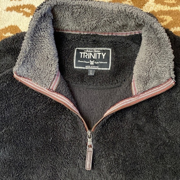 Tribal- Brown Sherpa Pullover Shirt Mens L 1/4 Zip red zipper warm Cozy - Picture 3 of 9